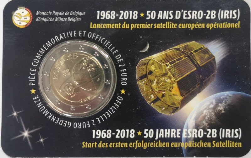 Monete Estere. Belgio. 2 Euro 2018. 50° Satellite ESRO. Bimetallica. FDC. Coinca...