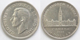 Canada. Dollaro 1939. Ag 800.
