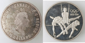 Canada. Elisabetta II. 15 Dollari 1992. Ginnastica. AG 925.