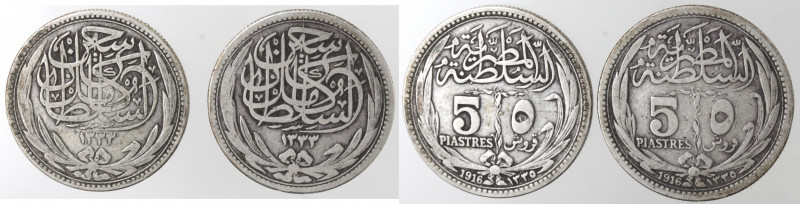 Monete Estere. Egitto. Lotto di due monete da 5 Piastre 1916. Ag. Peso tot. gr. ...