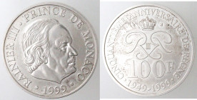 Monaco. Ranieri III. 100 Franchi 1999. Ag 900.