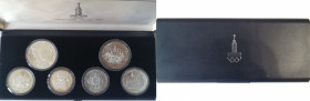 Russia. Set Originale con 6 Monete da 10 e 5 Rubli 1977. Ag 900. Per le  Olimpiadi di Mosca 1980.
