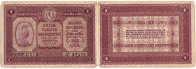 Banconote. Occupazione Austriaca. Cassa Veneta dei prestiti. Buono da 1 lire. 2 Gennaio 1918.