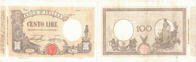 Banconote. Regno D'Italia. Vittorio Emanuele III. 100 Lire Matrice. D. M. 23-02-1920.
