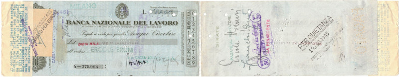 Banconote. Banco Nazionale del Lavoro. 10.000 Lire 1945. SPL. 
SPL