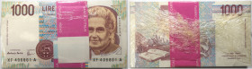 Banconote. Repubblica Italiana. 1.000 lire Montessori. 1996. Serie sostitutiva. Mazzetta da 100 pezzi. Gig.BI58Fa.
