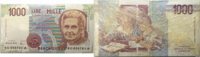 Banconote. Repubblica Italiana. 1.000 lire Montessori. 1998. Serie sostitutiva. Mazzetta da 100 pezzi. Gig.BI58Ga.