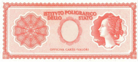 Banconote. Repubblica Italiana. Modello Italia Colore Rosso. Prova di stampa.