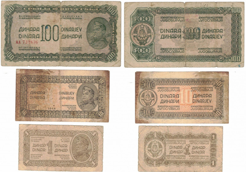 Banconote. Estere. Yugoslavia. Lotto di 3 pezzi. Mediamente MB. 
MB