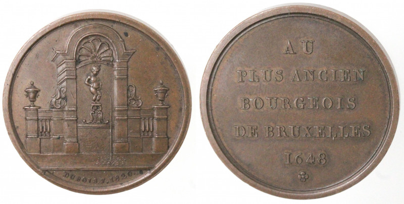 Medaglie. Belgio. Medaglia 1820. Per la costruzione della fontana "Manekin Pis" ...