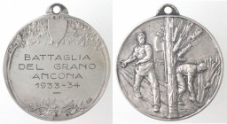 Medaglie. Periodo Fascista. Ancona. Medaglia 1933-34. Battaglia del Grano. Ag.