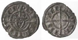 Messina o Brindisi. Federico II. 1197-1250. Denaro del 1239. Con ritratto frontale. MI. 