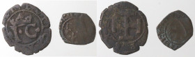 Napoli. Lotto di 2 monete. Giovanna con il figlio Carlo. 1516-1519. Sestino. Ae. e Denaro. Ae.