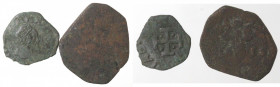 Napoli. Lotto di 2 monete. Filippo II. 1554-1598. Cavallo. Ae. Peso gr. 0,84. Diametro mm. 15,50. qBB. Filippo III. 1598-1621. Tornese 1616. Ae.