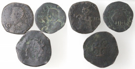 Napoli. Filippo IV. 1621-1665. Lotto di 3 pezzi. Grano, 9 Cavalli e Tornese. Ae.