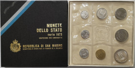 San Marino. Serie divisionale annuale 1973 Pace. Con da 500 lire in Ag.