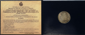 San Marino. 1000 lire 1978 150° Anniversario della nascita di Tolstoj. Ag.