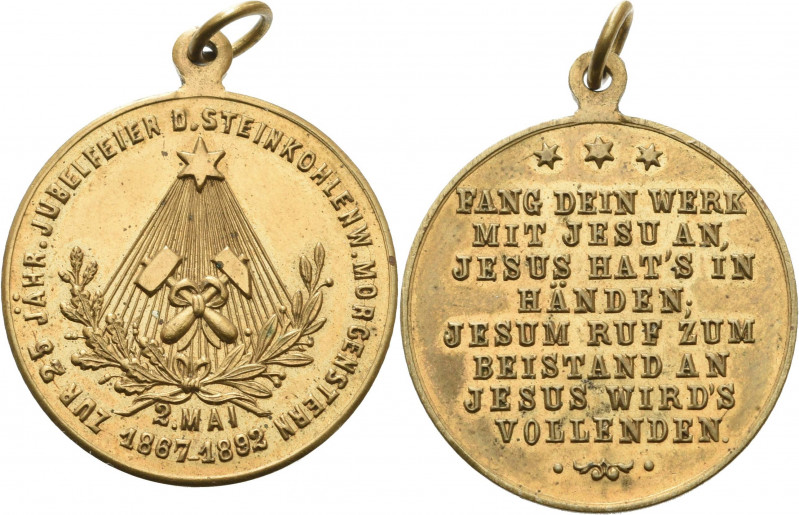 Ausbeute, Bergbau, Hüttenwesen
 Vergoldete Bronzemedaille 1892 (unsigniert) 25-...