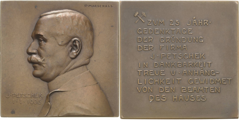 Ausbeute, Bergbau, Hüttenwesen
 Bronzeplakette 1905 (R. Marschall) 25-jähriges ...
