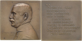 Ausbeute, Bergbau, Hüttenwesen
 Bronzeplakette 1905 (R. Marschall) 25-jähriges Gründungsjubiläum der Metall-Handelsfirma J. Petschek. Brustbild nach ...