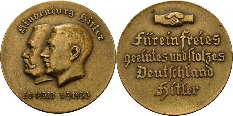 Drittes Reich
 Bronzemedaille 1933 (unsigniert) Auf die Wahl Hitlers zum Reichs...