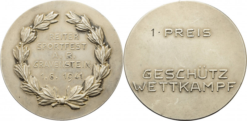 Drittes Reich
 Versilberte Bronzemedaille 1941 (unsigniert) 1. Preis Reiter Spo...