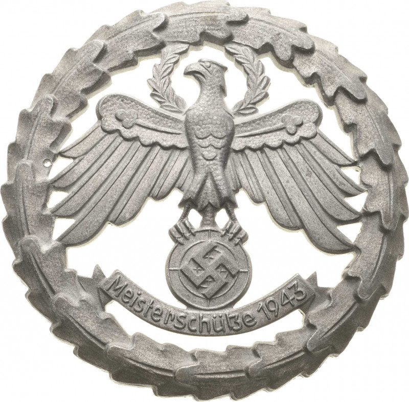 Drittes Reich
 Zinkabzeichen 1943. Meisterschütze. Reichsadler mit Hakenkreuz, ...