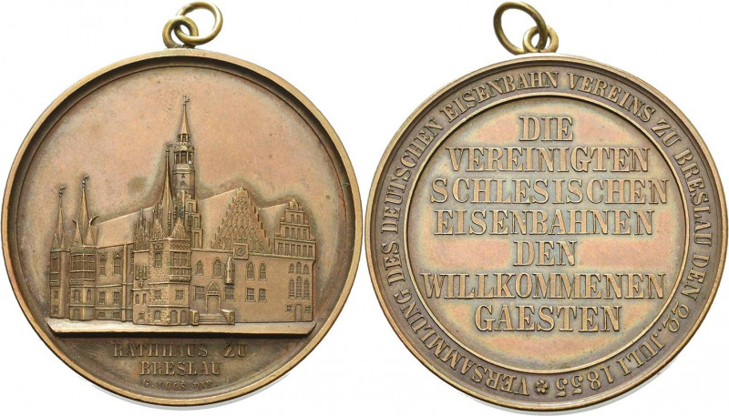 Eisenbahnen
 Bronzemedaille 1855 (Loos) Versammlung des Deutschen Eisenbahnvere...