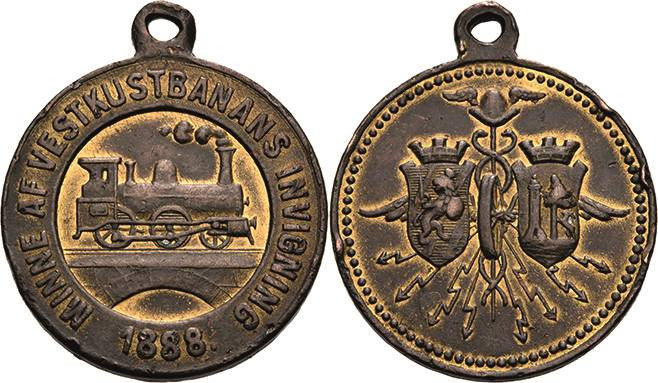 Eisenbahnen
 Vergoldete Bronzemedaille 1888 (unsigniert) Eröffnung der schwedis...