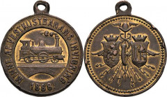 Eisenbahnen
 Vergoldete Bronzemedaille 1888 (unsigniert) Eröffnung der schwedischen Westküstenbahn zwischen Göteborg und Lund. Lok nach rechts / Flüg...