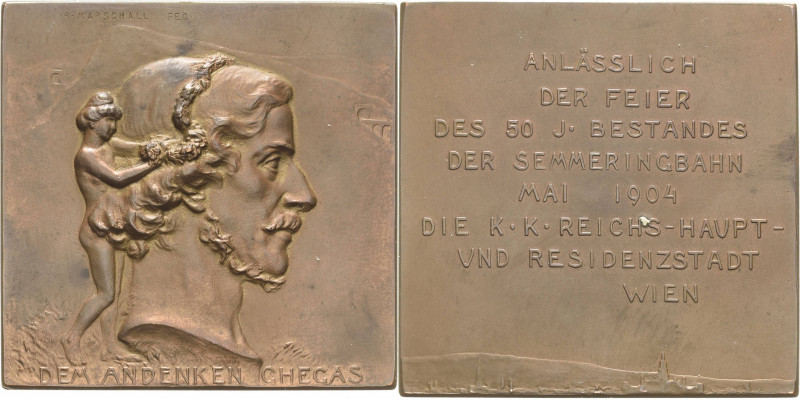 Eisenbahnen
 Bronzeplakette 1904 (R. Marschall) Widmung der Stadt Wien anlässli...