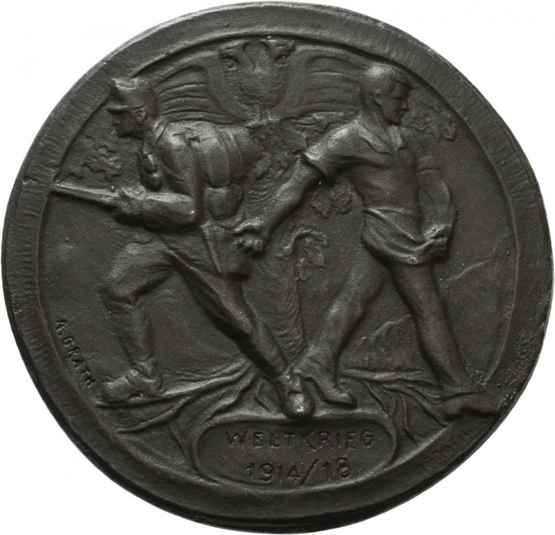 Erster Weltkrieg
 Einseitige Eisengussmedaille 1918 (Anton Grath) Weltkrieg 191...