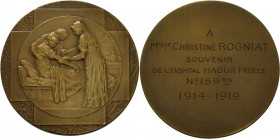 Erster Weltkrieg
 Bronzemedaille o.J. (graviert 1919) (Henry Dropsy) Souvenir de l'Hospital Haour Fréres. Zwei Frauen in Schwesterntracht versorgen e...