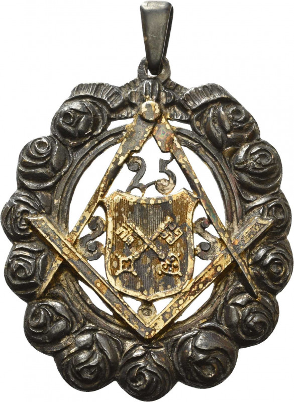 Freimaurer
 Einseitiges vergoldetes Bijou o.J. Muster-Bijou der Loge "Zur Hansa...