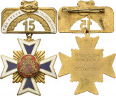Freimaurer
 Teilemailliertes und -vergoldetes Bijou o.J. Verdienstmedaille für 15 Jahre der Bremer Loge. teilweise rot emailliertes Bremer Wappen auf...