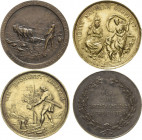 Gartenbau und Landwirtschaft
 Vergoldete Bronzegussmedaille o.J. (18. Jhd) Erntesegen. 3 weibliche Allegorien, VIRTVS NATVRAM PERFICIT (= Die Tugend ...