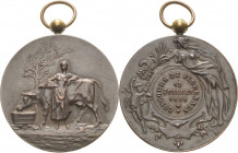 Gartenbau und Landwirtschaft
 Bronzemedaille 1903 (A. Fisch) Concours de Florennes in Belgien. Bäuerin vor Kuh / Kartusche mit Schrift, umher schwebe...