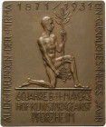 Geschenkmedaillen
 Einseitige Bronzeplakette 1931. Neujahrsplakette - 60 Jahre B.H. Mayers Hof-Kunstprägeanstalt. Kniender nackter Jüngling mit Lorbe...