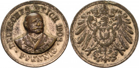 Slg. Joos - Medaillen, Plaketten, Abzeichen der Luftfahrt 1783-1945
 Kleine verkupferte Weißmetallmedaille 1908. "Zeppelin-Pfennig". Brustbild des Gr...