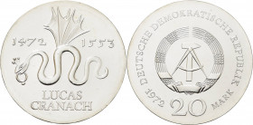 Gedenkmünzen
 20 Mark 1972. Cranach Jaeger 1538 Vorzüglich-Stempelglanz