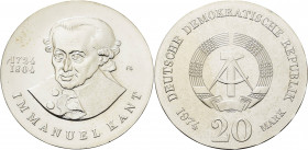 Gedenkmünzen
 20 Mark 1974. Kant Jaeger 1549 Kl. Kratzer, fast Stempelglanz