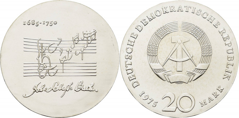 Gedenkmünzen
 20 Mark 1975. Bach Jaeger 1555 Stempelglanz
