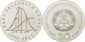 Gedenkmünzen
 20 Mark 1977. Gauss Jaeger 1563 Mattiert, prägefrisch