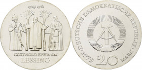 Gedenkmünzen
 20 Mark 1979. Lessing Jaeger 1571 Min. Randfehler, fast Stempelglanz