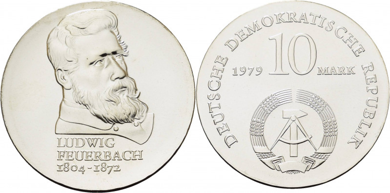 Gedenkmünzen
 10 Mark 1979. Feuerbach Jaeger 1574 Stempelglanz