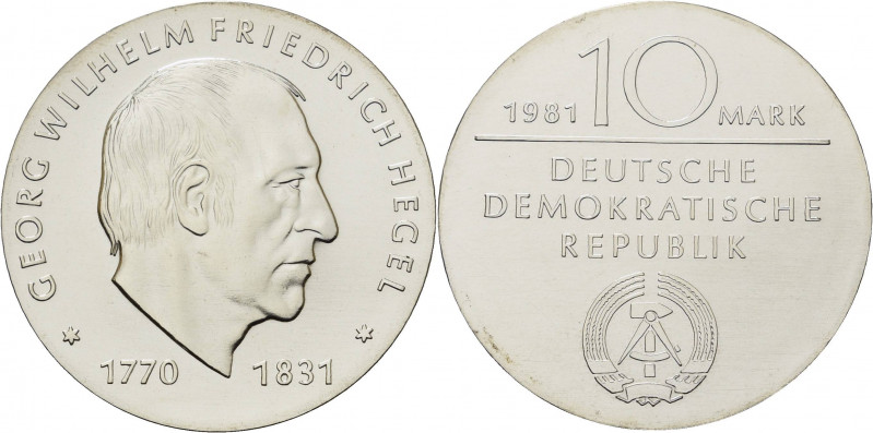 Gedenkmünzen
 10 Mark 1981. Hegel Jaeger 1581 Fast Stempelglanz