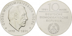 Gedenkmünzen
 10 Mark 1981. Hegel Jaeger 1581 Fast Stempelglanz