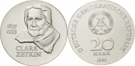 Gedenkmünzen
 20 Mark 1982. Zetkin Jaeger 1587 Fast Stempelglanz