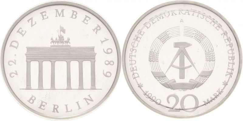 Gedenkmünzen
 20 MDN 1990. Brandenburger Tor - Silber In Kapsel und original ei...