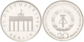 Gedenkmünzen
 20 MDN 1990. Brandenburger Tor - Silber In Kapsel und original eingeschweißt Jaeger 1635 S Polierte Platte